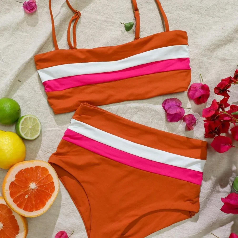 L*Space Swim REBEL Stripe Bikini Top
